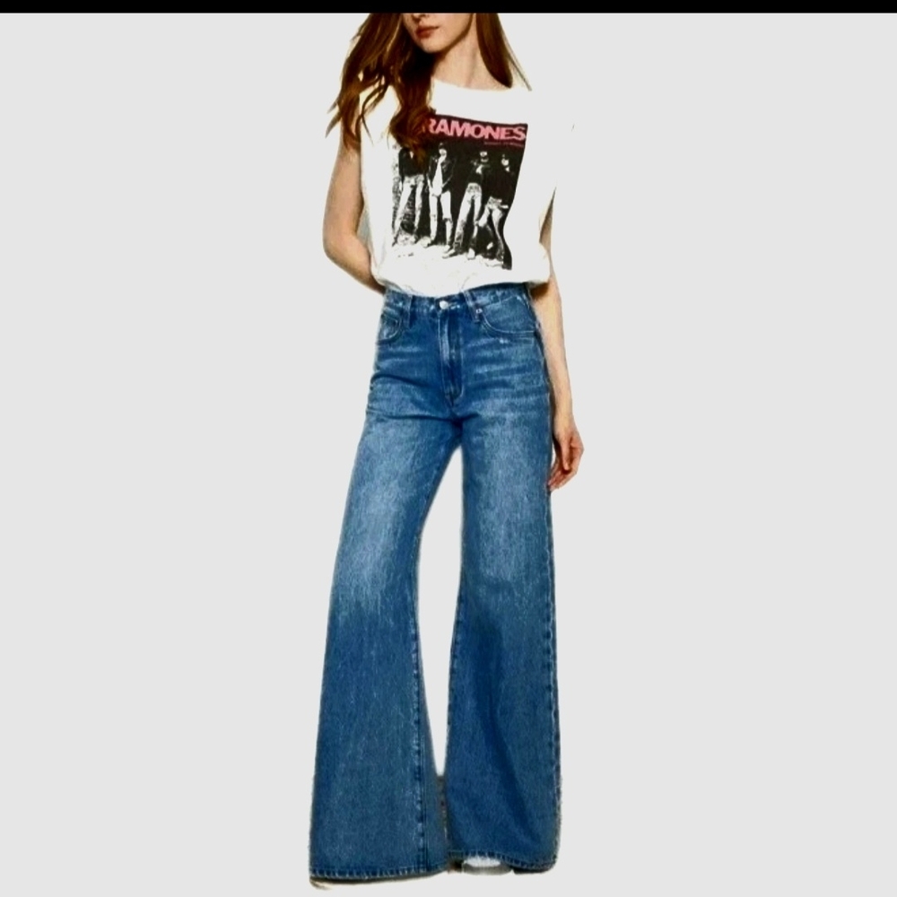 High Rise Y2K 90's Flare Denim Womens Jeans Size 6 HeClassic Blue Wide Leg Jeans